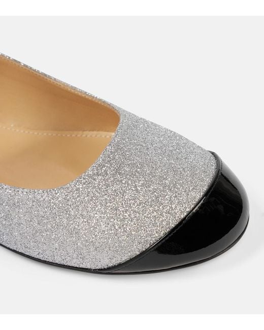 Mach & Mach Metallic Embellished Glitter Mary Jane Flats