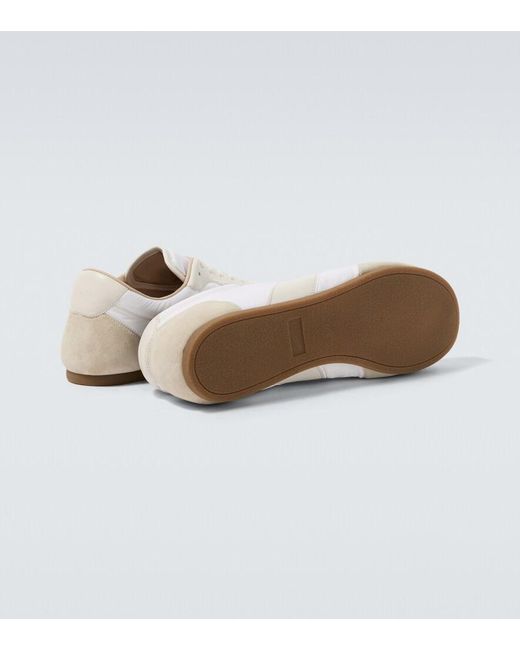 Lemaire White Soft Suede-Trimmed Sneakers for men