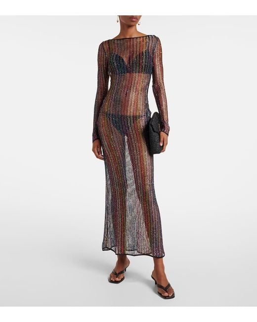 Missoni Purple Sheer Open-Back Maxi Dress