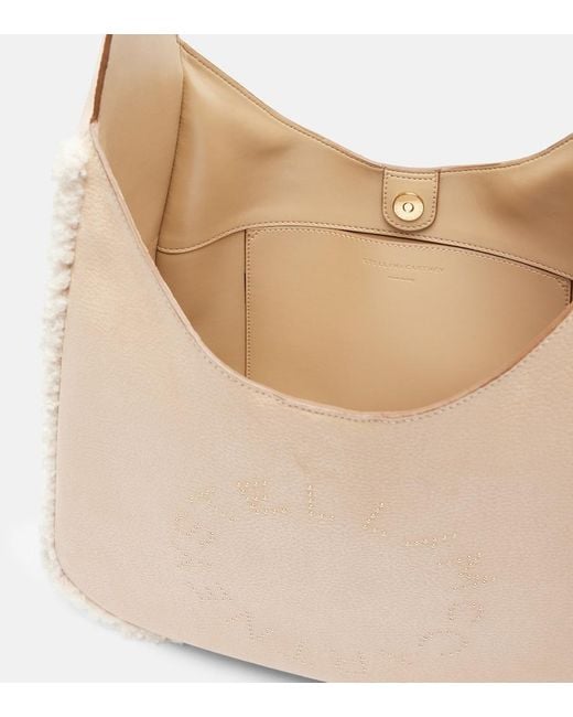 Stella McCartney Natural Teddy-Trimmed Shoulder Bag