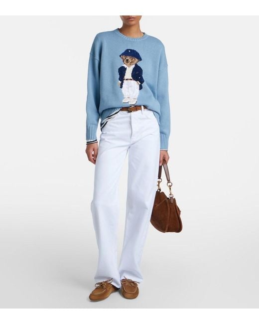 Polo Ralph Lauren Blue Polo Bear Oversized Cotton Sweater