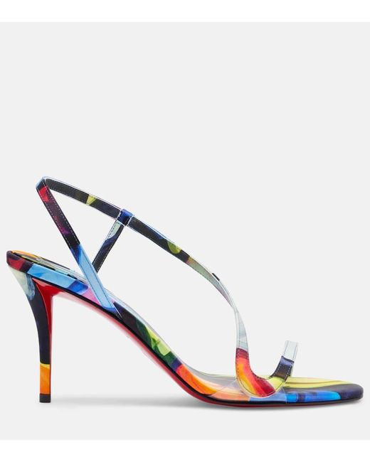Christian Louboutin Blue Rosa Z 80 Printed Satin Sandals