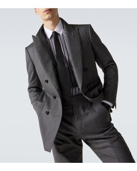 Tom Ford Gray Mouline Wool Twill Blazer for men