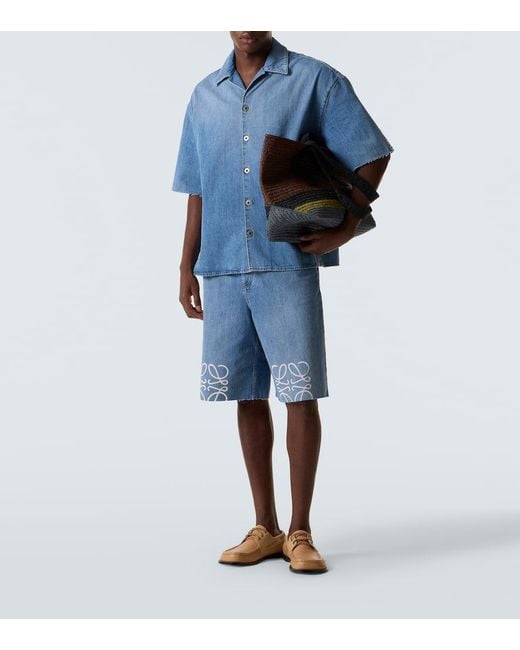 Loewe Brown Fold Raffia Shopper for men