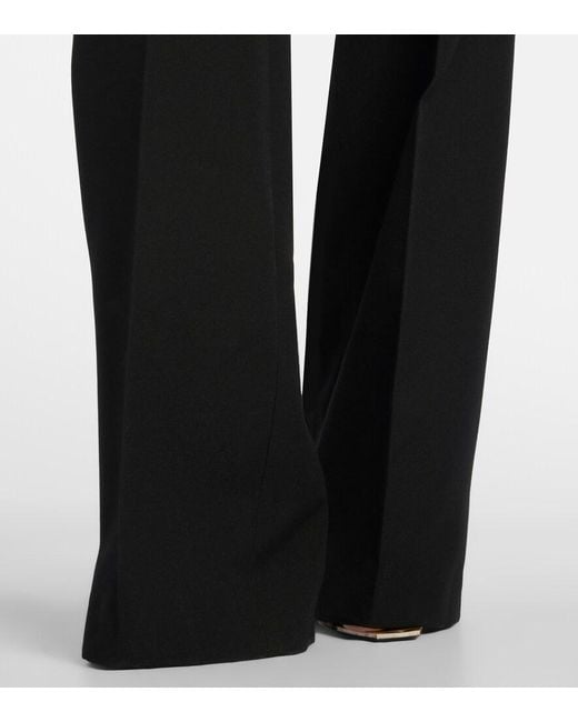 Saint Laurent Black Pleated Virgin Wool Straight Pants