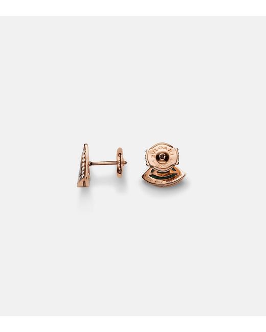 BVLGARI Green Divas' Dream 18Kt Rose Earrings With Malachite And Diamonds