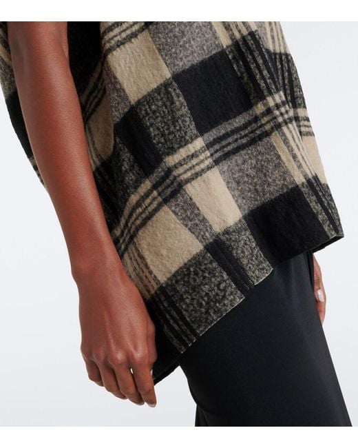 Rick Owens Black Floating Checked Cotton And Wool Top