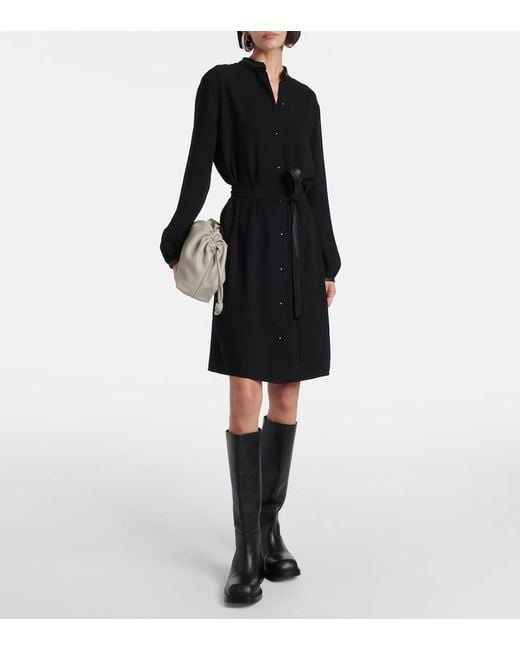 Vince Black Faux Leather-Trimmed Shirt Dress