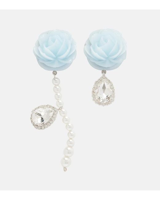Magda Butrym Blue Rose Embellished Drop Earrings