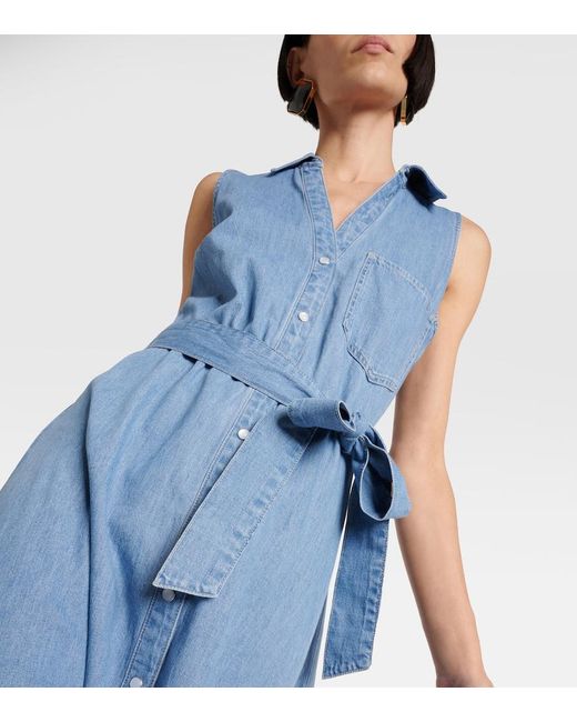 Veronica Beard Blue Edwina Belted Denim Midi Dress