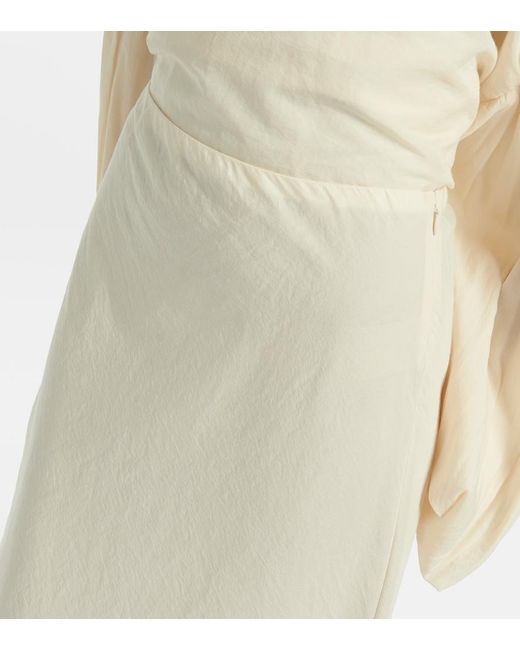 Khaite White Mauva Silk And Cotton Organza Maxi Skirt
