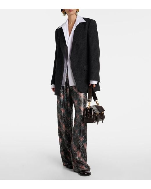 Dries Van Noten Black Pinstripe Wool Blazer