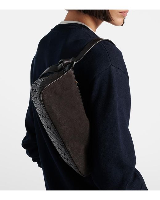 Bottega Veneta Black Nodo Small Suede Shoulder Bag