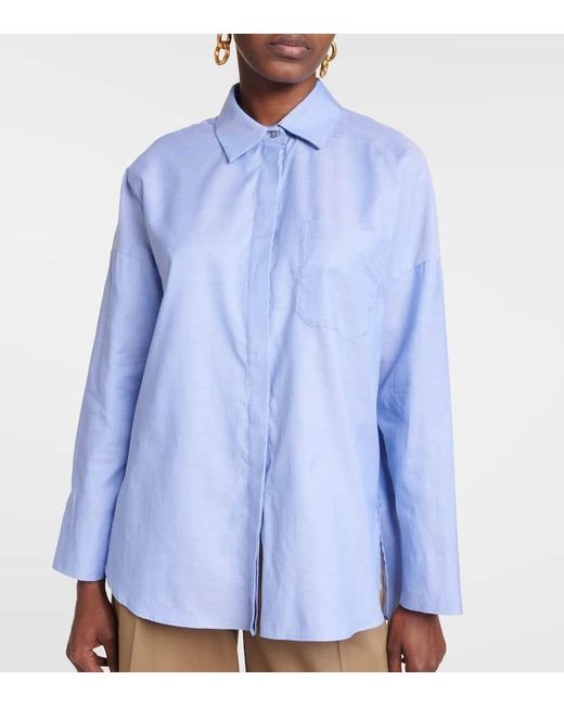 Camicia Lodola in cotone di Max Mara in Blue