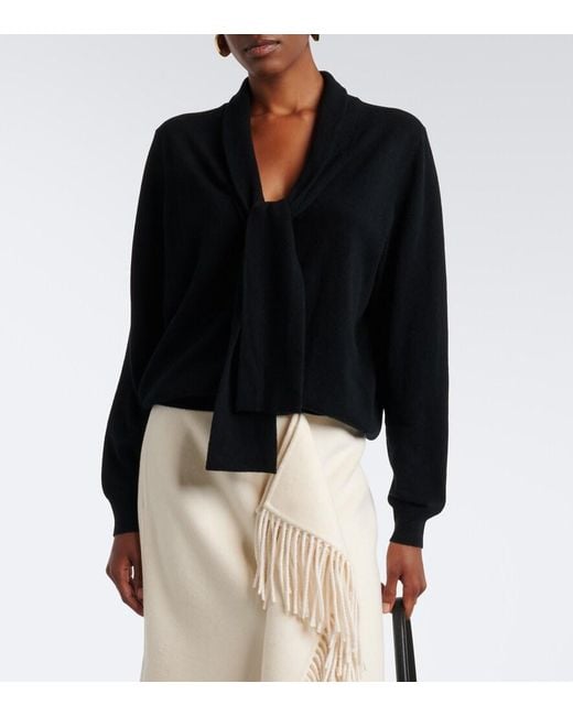 Jardin Des Orangers Black Tie-Neck Wool And Cashmere Sweater
