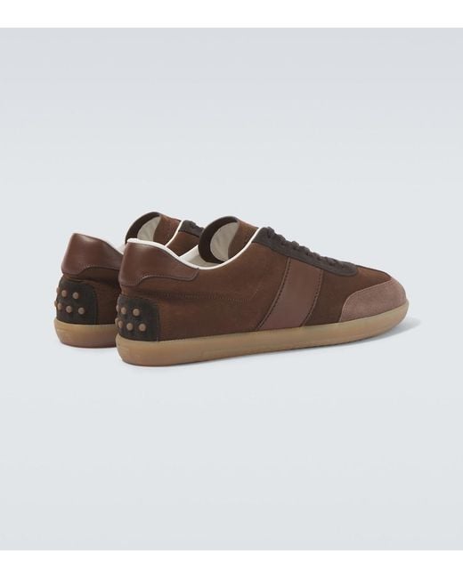 Tod's Brown Tabs Leather And Suede Sneakers for men