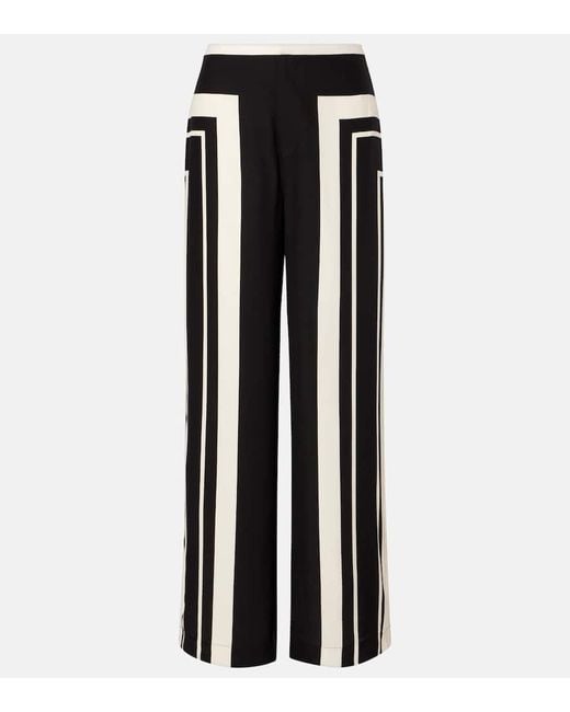 Sir Black Pietra Printed Silk Crepe Wide-Leg Pants