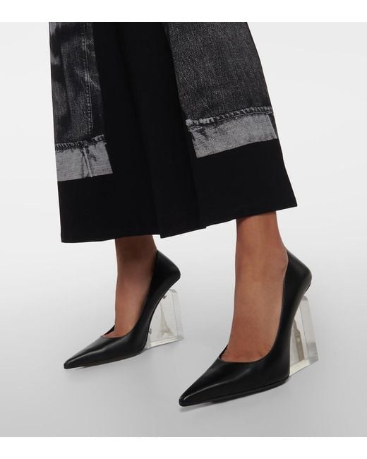 Jimmy Choo Black X Jean Paul Gaultier Leather Wedge Pumps