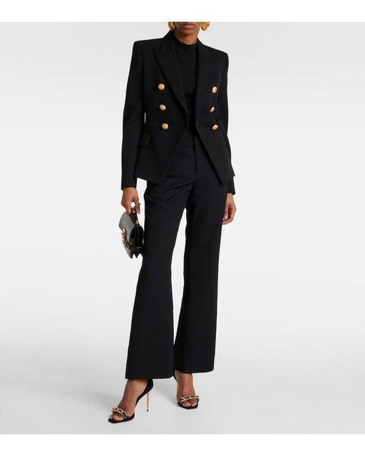 Balmain Black Virgin Wool Flared Pants