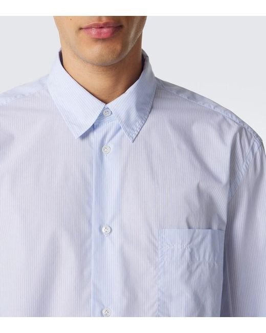 Lardini Blue Striped Cotton Poplin Shirt for men