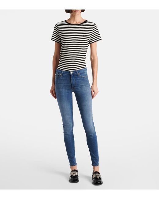 7 For All Mankind Blue Slim Illusion Luxe High-Rise Skinny Jeans