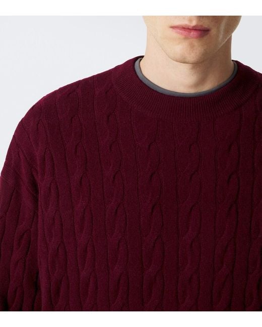 Lisa Yang Red Oskar Cable-Knit Cashmere Sweater for men