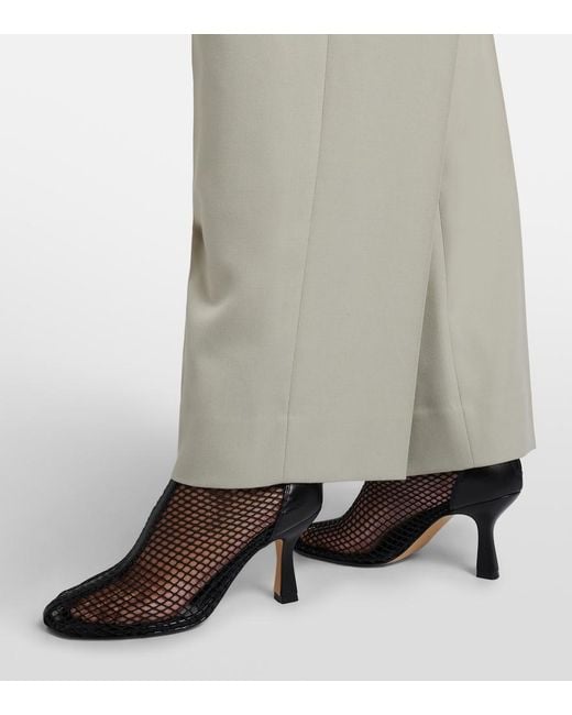 Souliers Martinez Black Fira Leather-Trimmed Fishnet Ankle Boots