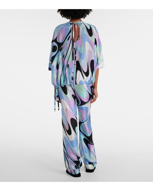 Emilio Pucci Blue Top Iride Aus Seide
