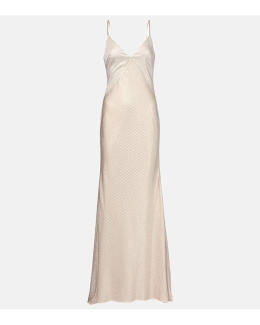 Roland Mouret Natural Embellished Satin Gown
