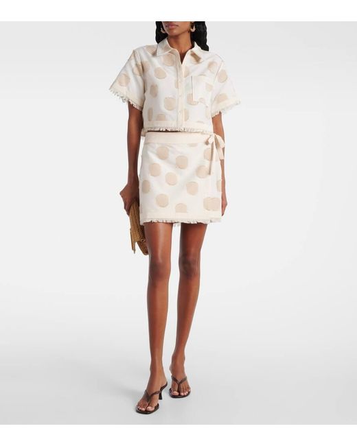 Jonathan Simkhai White Bethany Polka-Dot Wrap Skirt