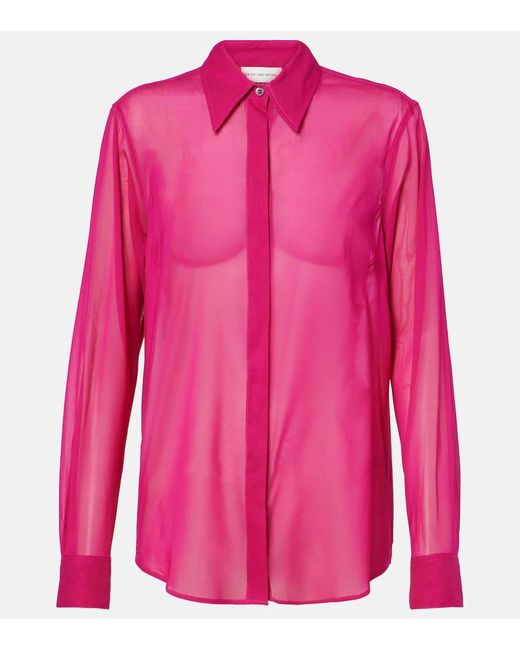 Dries Van Noten Pink Silk-Blend Shirt