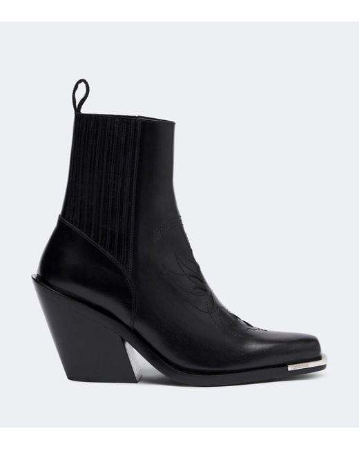 Rabanne Black Leather Cowboy Boots