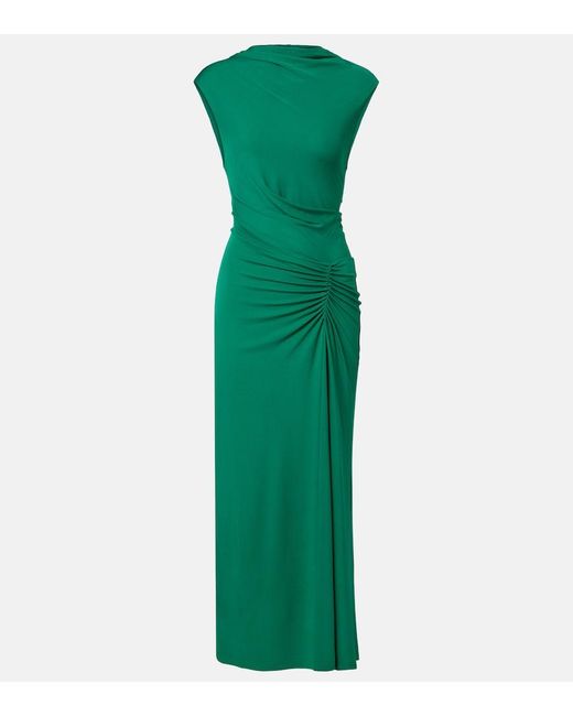 Jonathan Simkhai Green Acacia Draped Jersey Maxi Dress