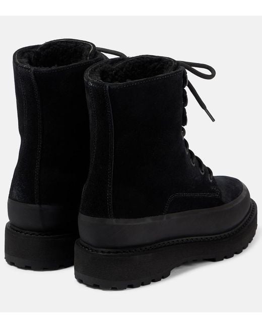 Le Monde Beryl Black Dolomite Shearling-Trimmed Suede Ankle Boots