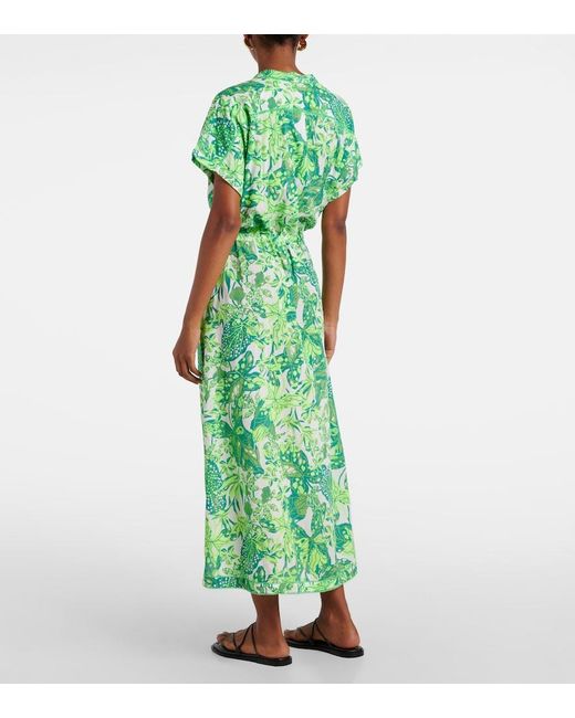 Poupette Green Mya Printed Halterneck Maxi Dress