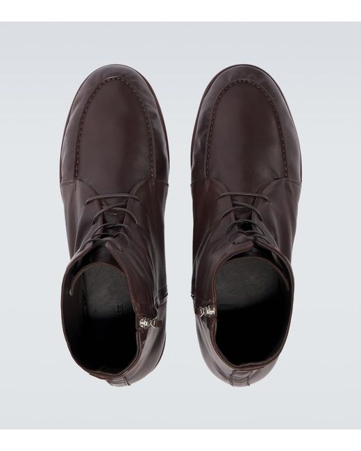 Auralee Brown Leather Ankle Boots for men