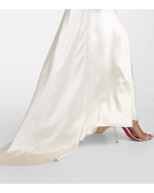 Roland Mouret White Bridal Embellished Silk Satin Gown