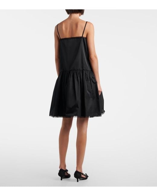 Prada Black Re-Nylon Lace-Trimmed Minidress