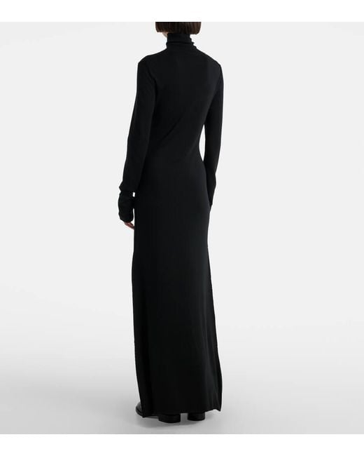 The Row Black Leoline Turtleneck Virgin Wool Maxi Dress