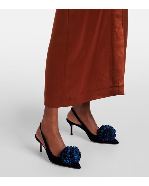 Aquazzura Blue Couturier 65 Velvet Slingback Pumps