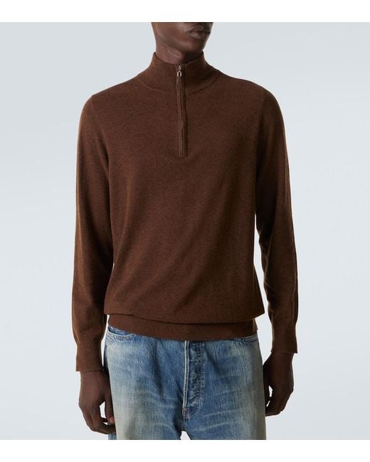 arch4 Brown Mr Fenchurch Cashmere Half-Zip Sweater for men