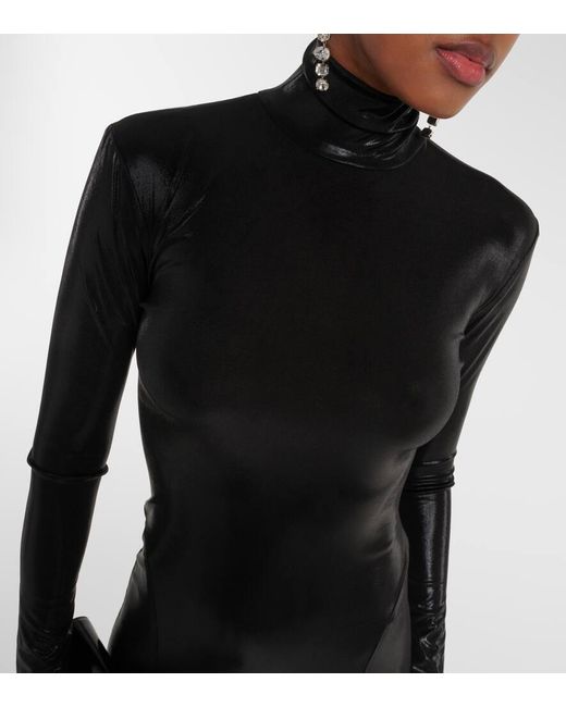 Vestido largo de lame Norma Kamali de color Black