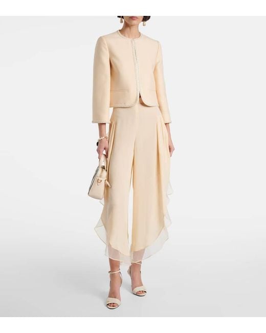Valentino Natural Silk Georgette Wide-Leg Pants