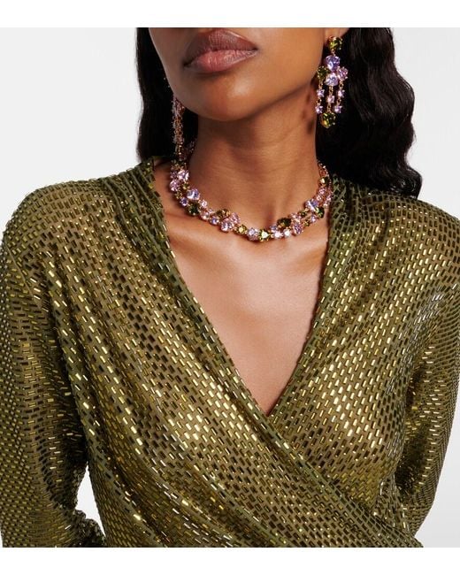Self-Portrait Metallic Crystal-Embellished Necklace