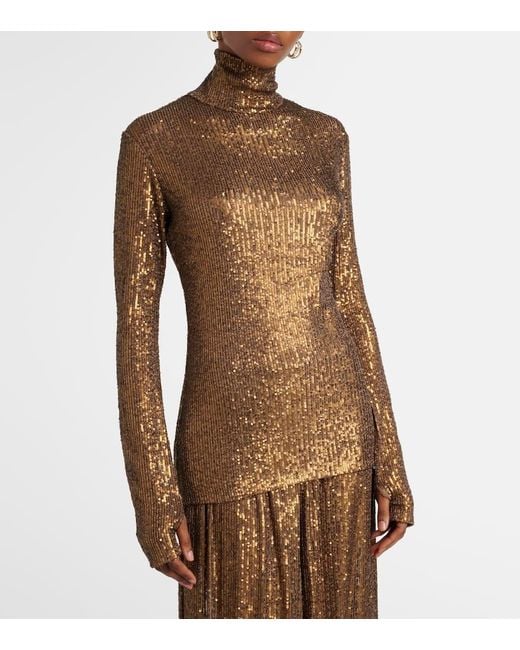 Norma Kamali Brown Top Mit Pailletten