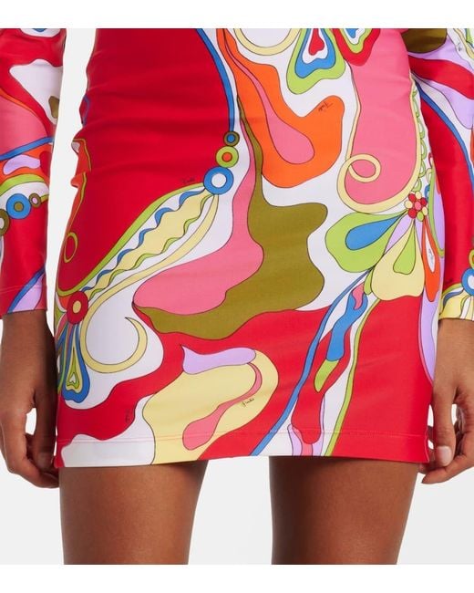 Emilio Pucci Red Minikleid Orchidee Aus Jersey