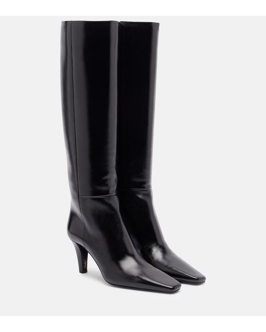 Saint Laurent Black Jill 75 Leather Knee-High Boots