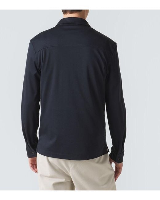 Agnona Blue Cotton And Silk Polo Shirt for men