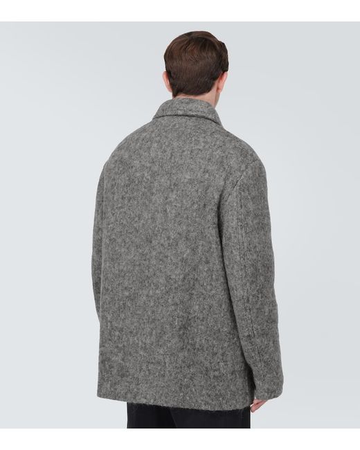 Dries Van Noten Gray Single-Breasted Coat for men