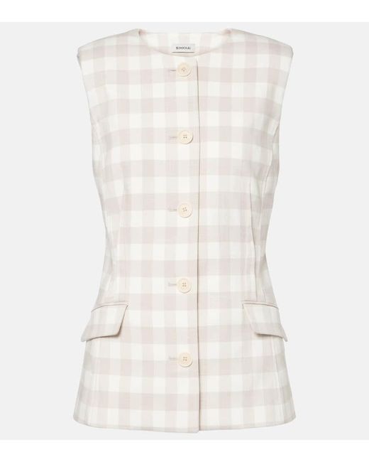 Veste Sans Manches Calliope A Carreaux Jonathan Simkhai en coloris Natural